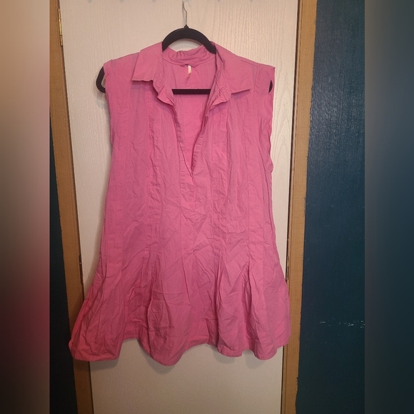 494 🎃Free People Naomi Pleated Mini Dress. Pink - Picture 1 of 4